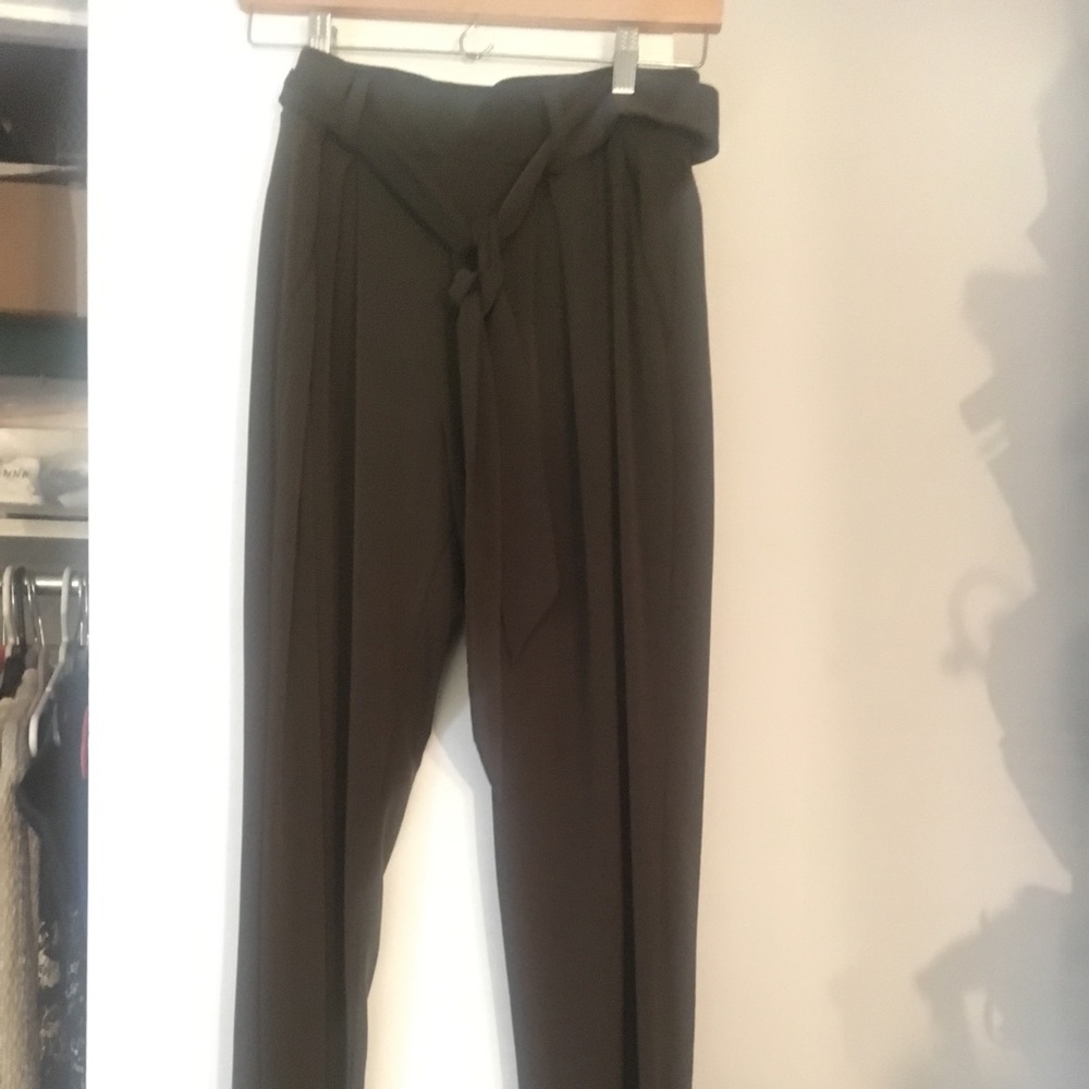 Petite High Waisted Sash Ankle Pant
